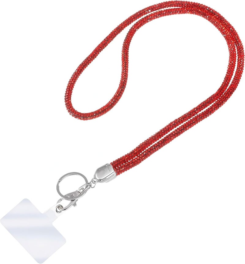 Global_Shopper Fashion 34.8'' Sparkle All Round Crystal Neck Lanyard,Bling Work Name Card Holder For Women(AB White,1PC) - Image 1